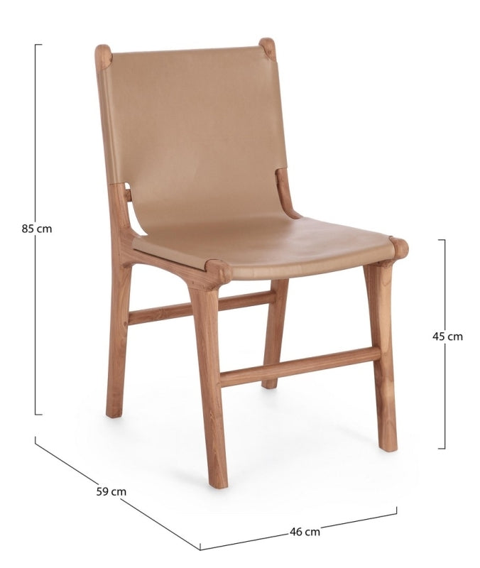 Silla madera de teca / cuero