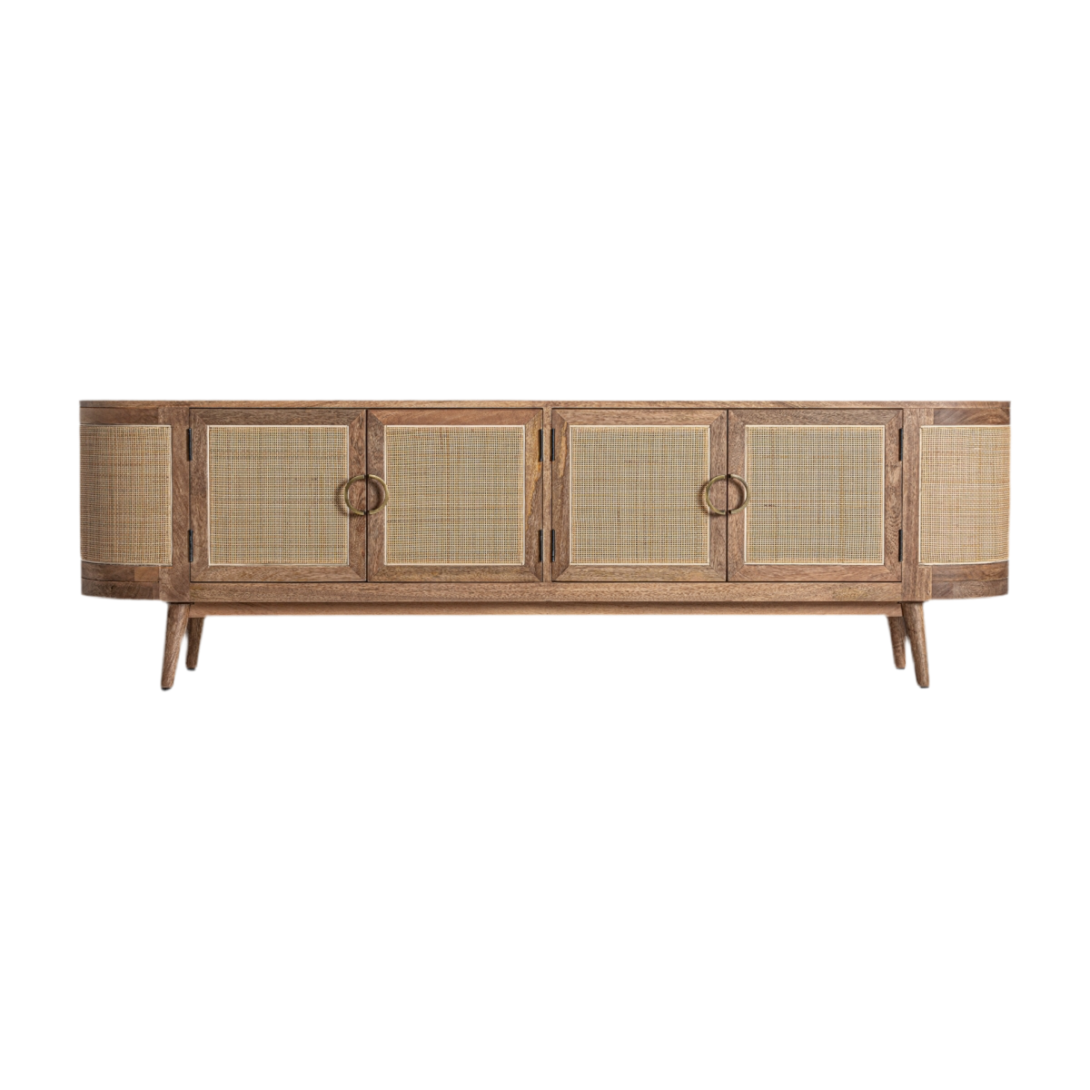 MUEBLE TV MADERA DE MANGO / MIMBRE