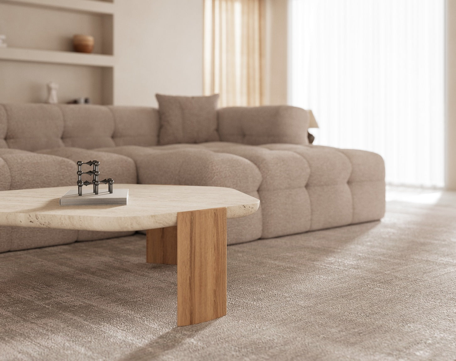 Mesa de centro natural/travertino.