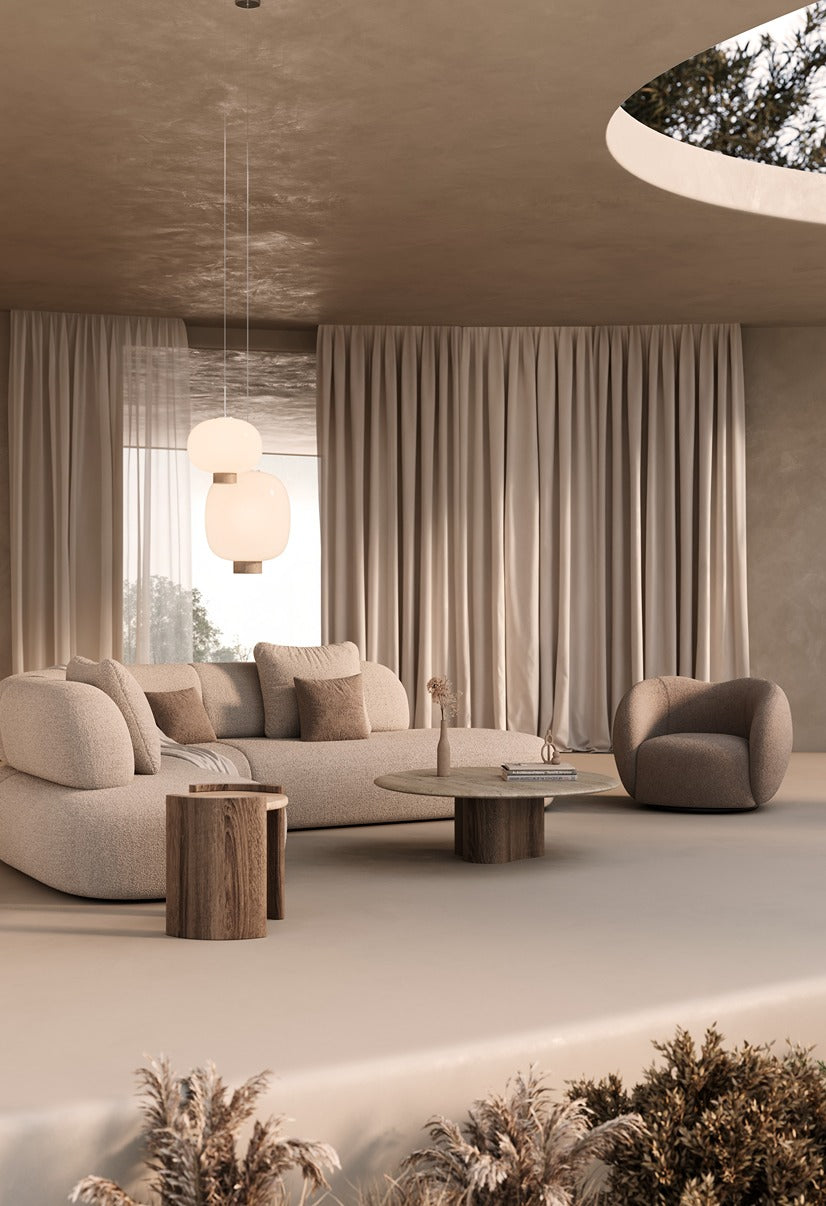 Mesa de centro nogal/travertino.