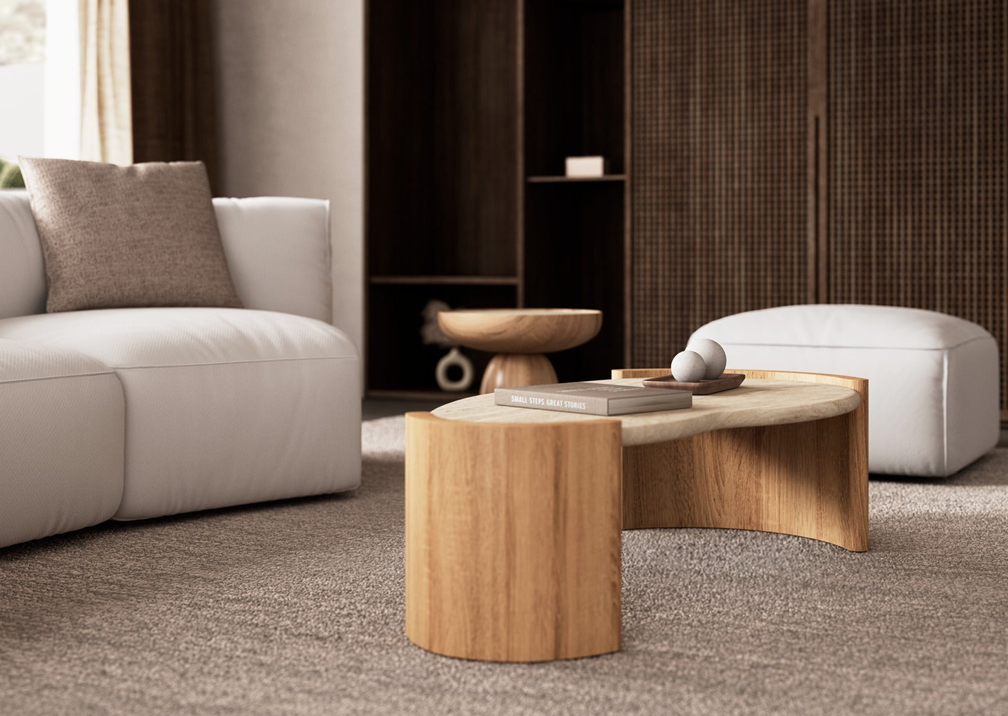 Mesa de centro natural/travertino.