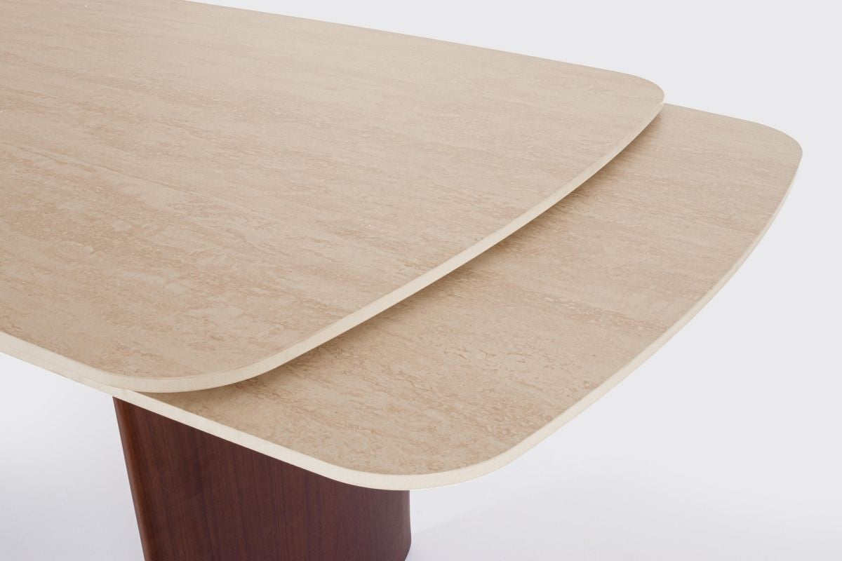 Mesa comedor extensible gres porcelánico / nogal 180-260cm