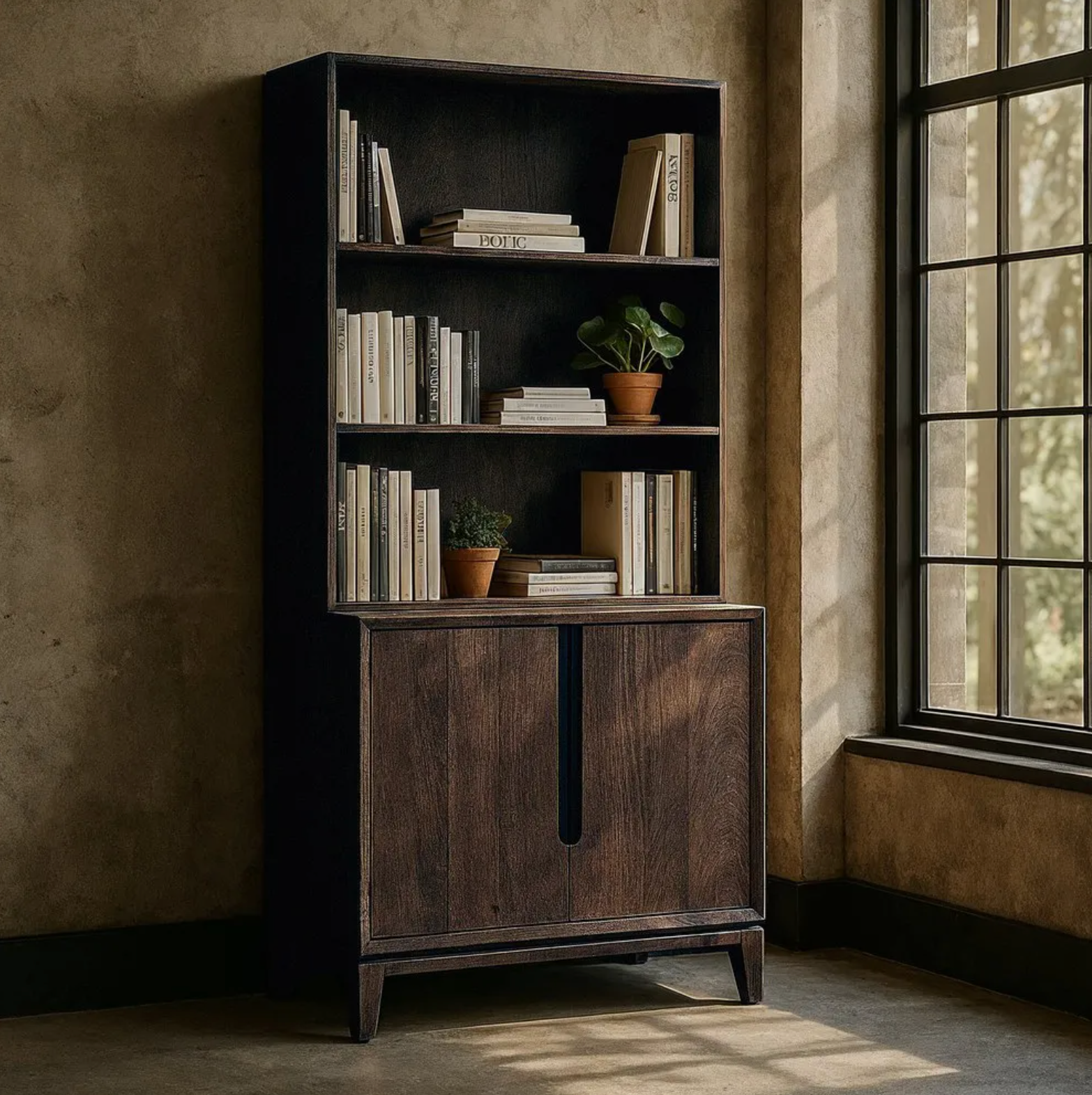 Mueble auxiliar de madera de mango marrón