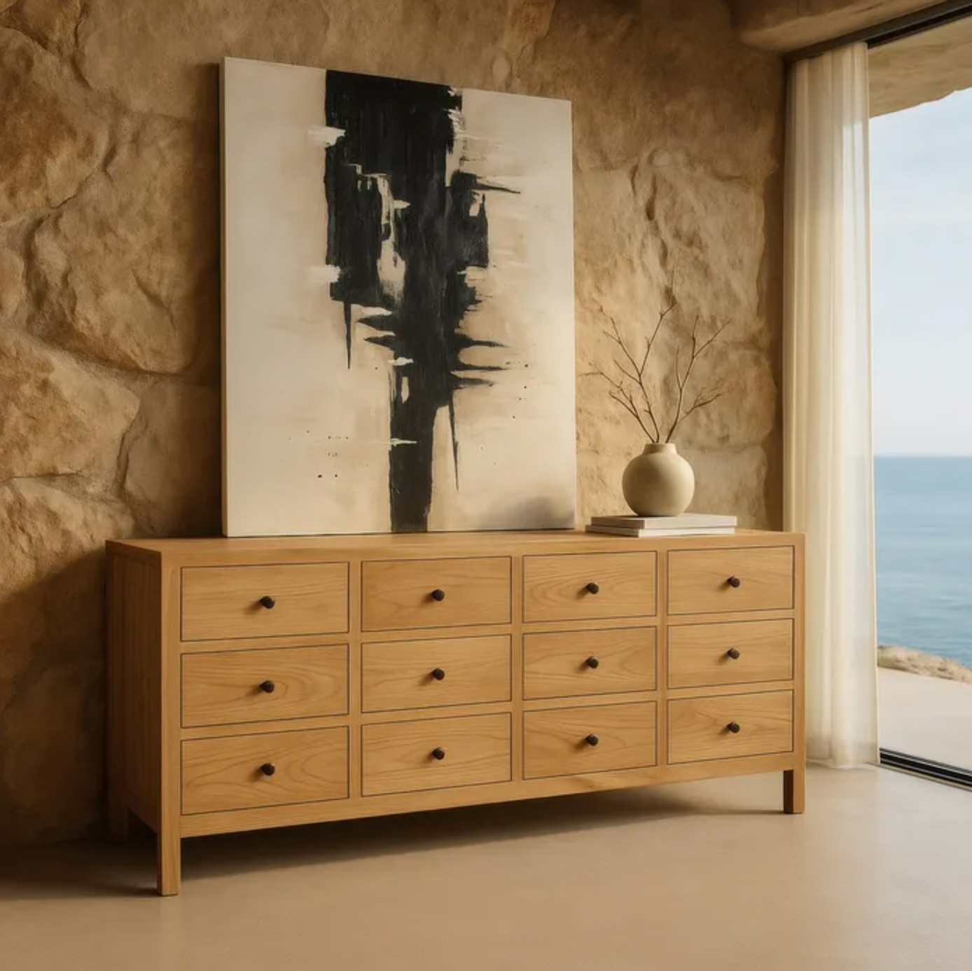 Aparador de madera de mindi natural – 170 cm