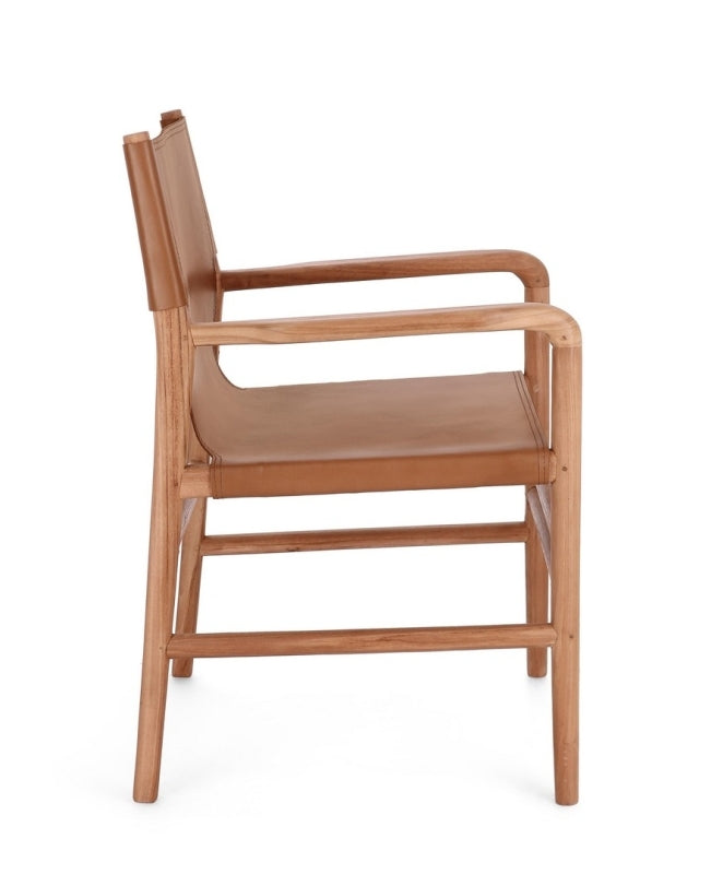 Silla madera de teca / cuero