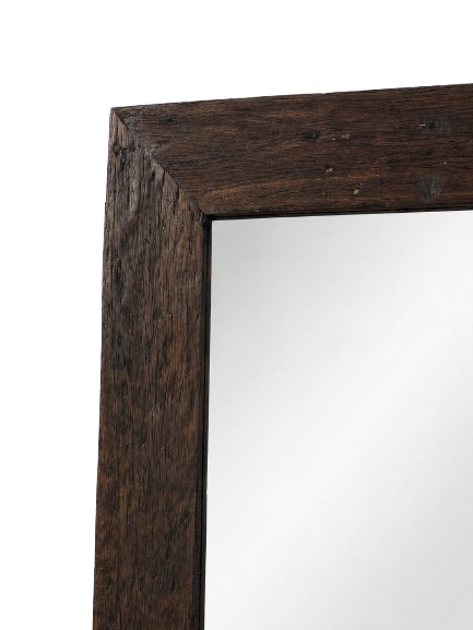 Espejo de madera antigua oscurecida | Marco artesanal de madera maciza
