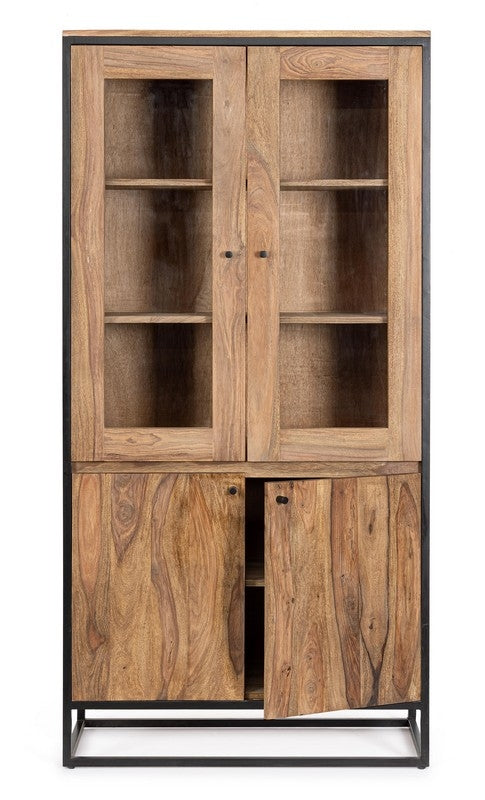 VITRINA MADERA SHEESHAM / ACERO