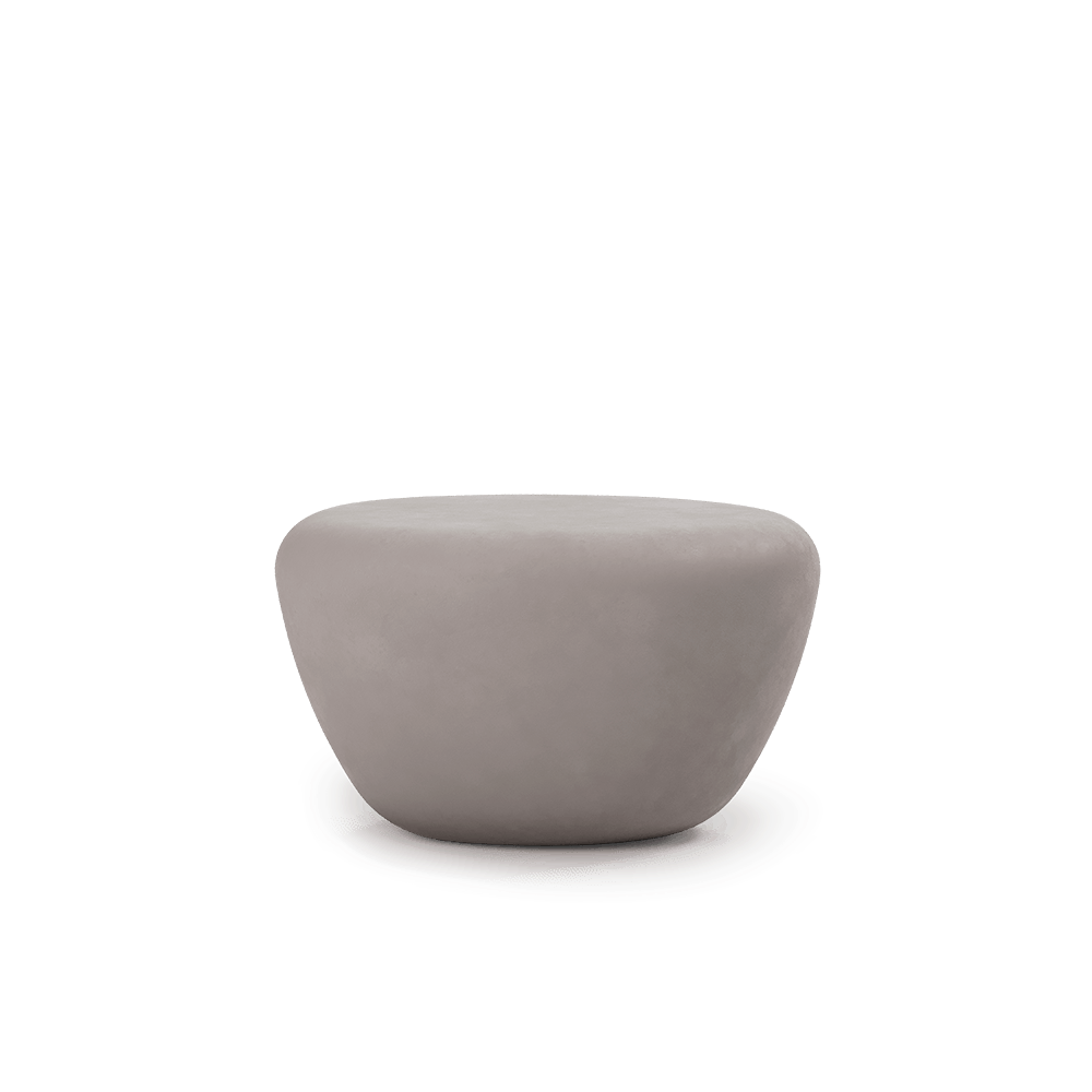 Mesa auxiliar de microcemento taupe.
