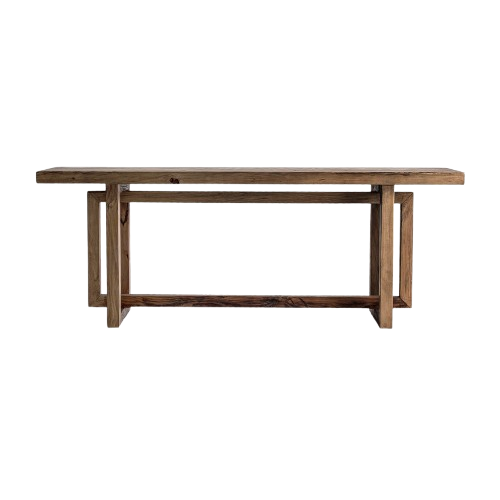 Consola de madera natural.