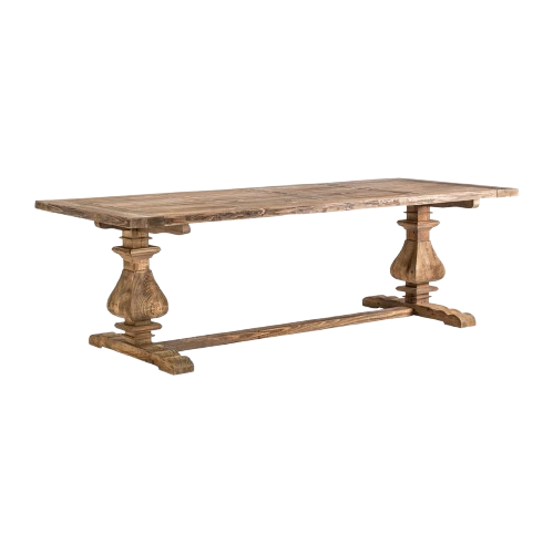 Mesa de comedor rústica.