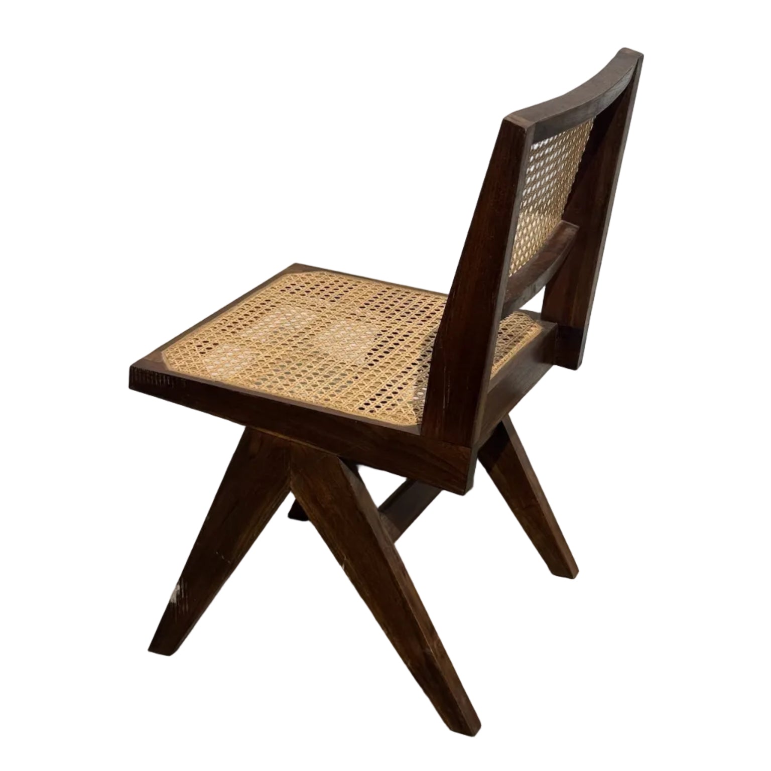 Set 6 Silla de Madera Oscura y Ratán Natural