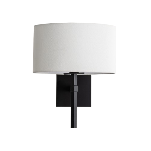 Aplique de pared en acero negro y pantalla blanca