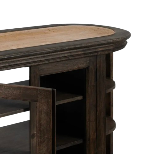 Aparador de cocina en madera de mango y mármol – 140 cm