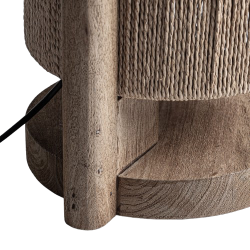Lámpara de pie de madera de mango y rafia