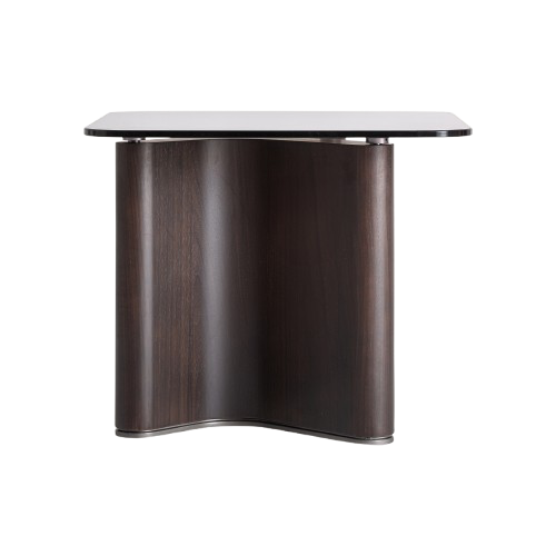 Mesa auxiliar de madera y cristal