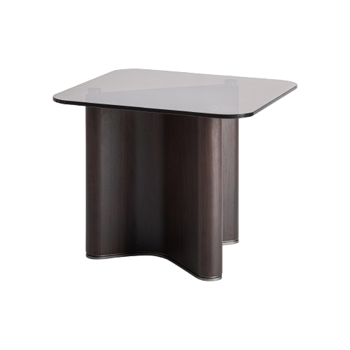 Mesa auxiliar de madera y cristal