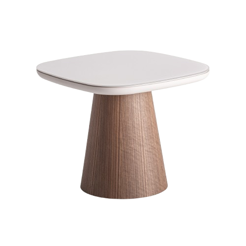 Mesa auxiliar de madera de fresno y cristal templado