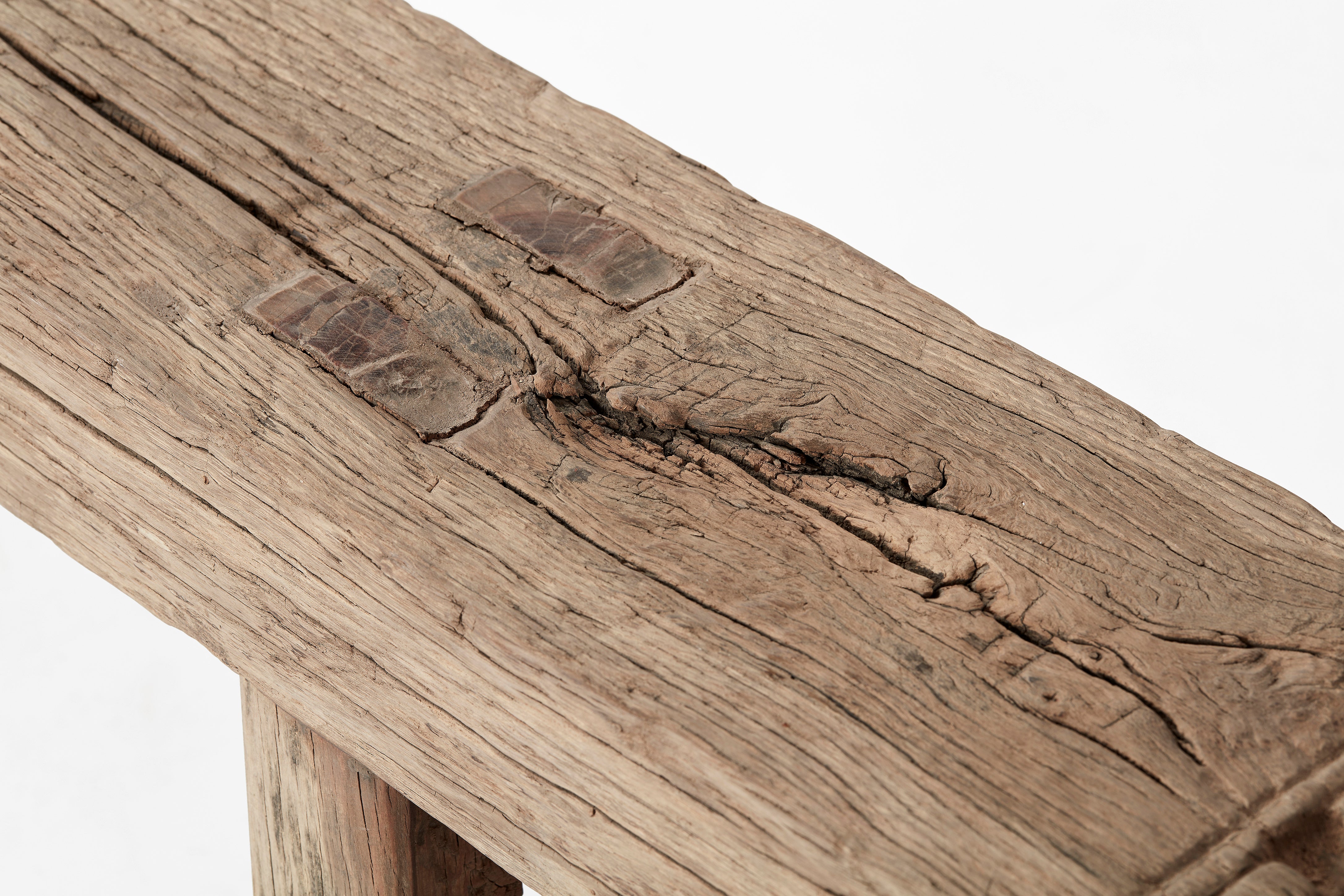 Banco Antiguo de Madera de Olmo Restaurado | Banco Rústico Artesanal
