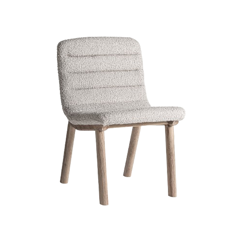 Silla de madera de olmo y tapizado beige
