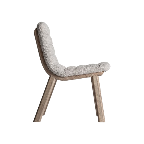 Silla de madera de olmo y tapizado beige