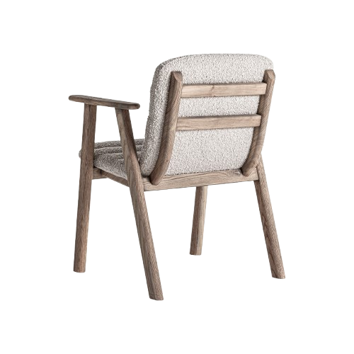 Silla de madera de olmo y tapizado beige