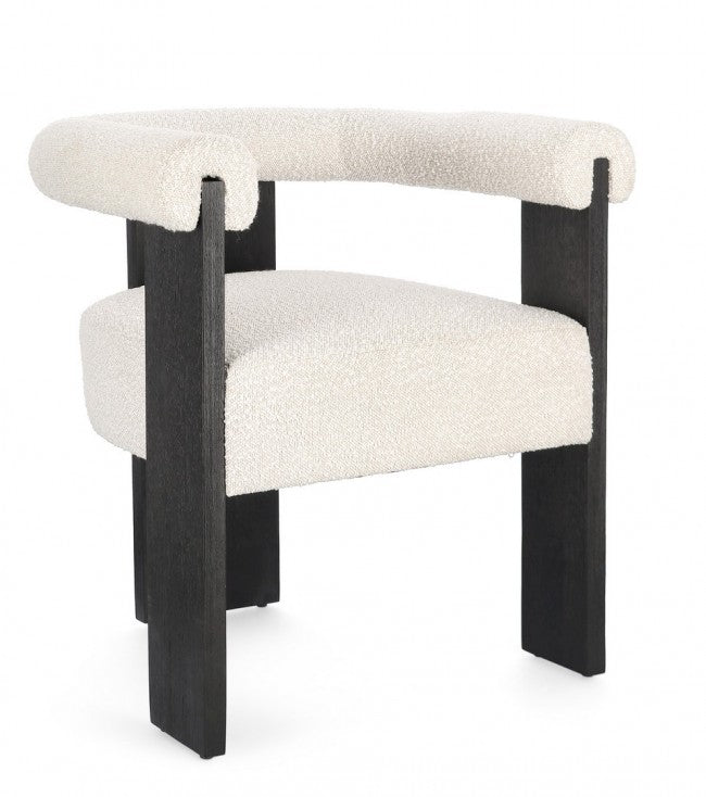 Silla tejido bouclé / rubberwood