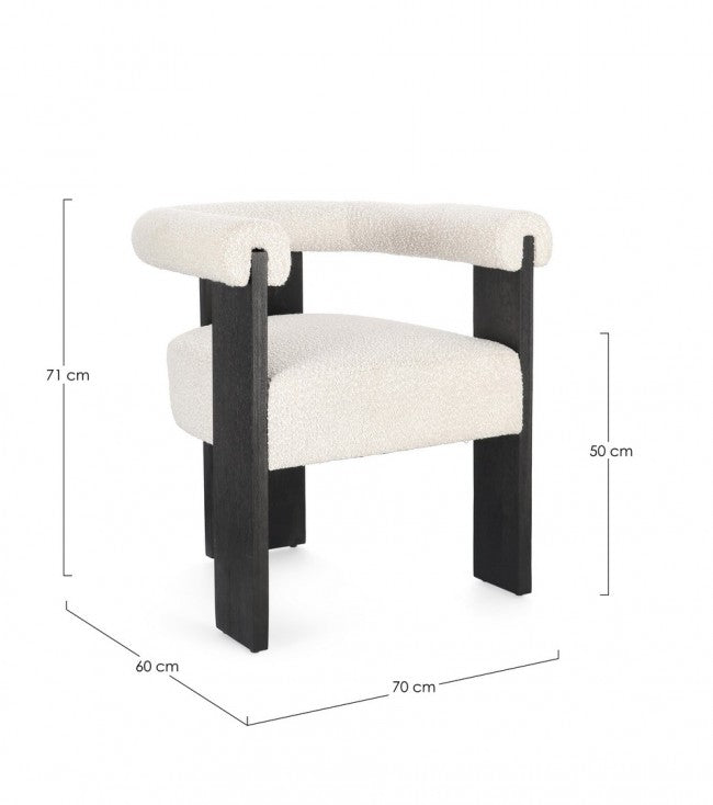 Silla tejido bouclé / rubberwood