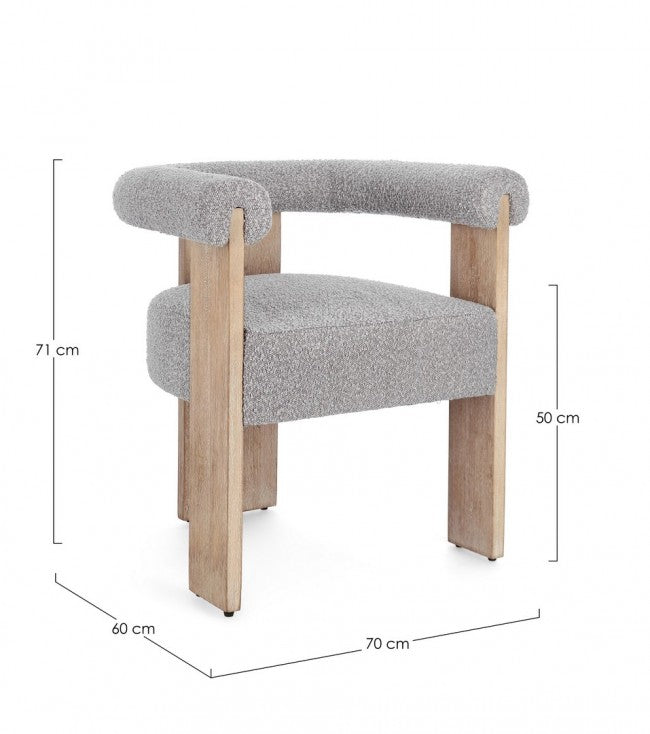 Silla tejido bouclé / rubberwood