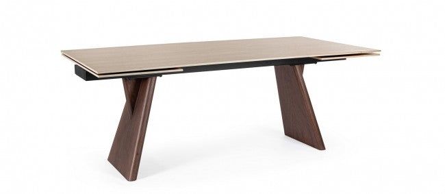 Mesa comedor extensible gres porcelánico / nogal 200-300cm