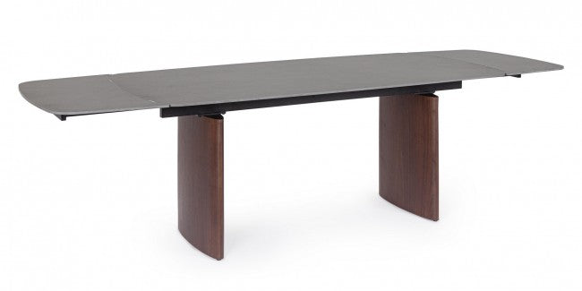 Mesa comedor extensible gres porcelánico / nogal 180-260cm