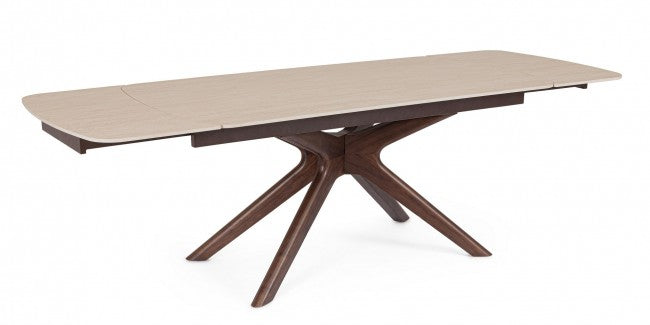 Mesa comedor extensible gres porcelánico / nogal 170-250cm