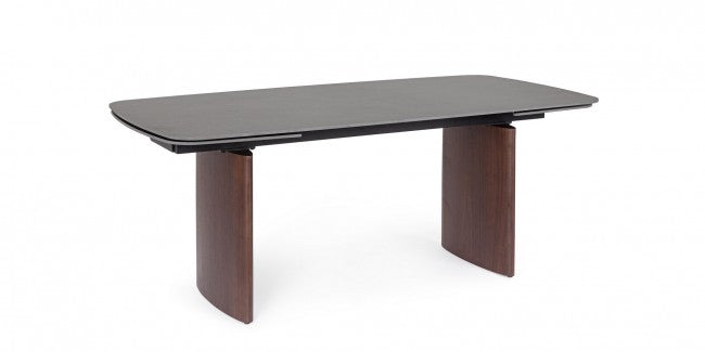 Mesa comedor extensible gres porcelánico / nogal 180-260cm