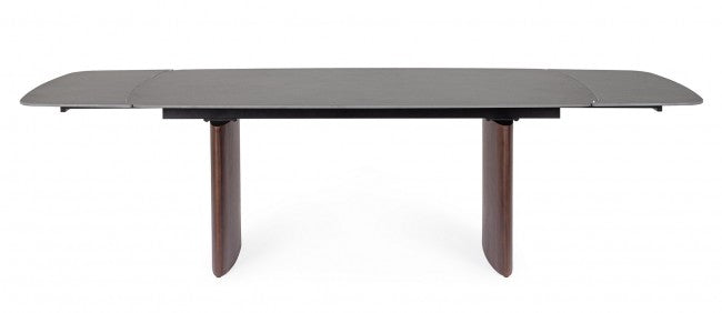 Mesa comedor extensible gres porcelánico / nogal 180-260cm