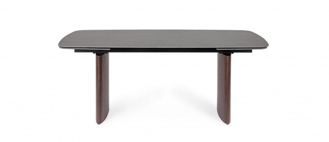 Mesa comedor extensible gres porcelánico / nogal 180-260cm