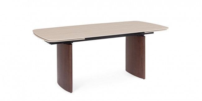 Mesa comedor extensible gres porcelánico / nogal 180-260cm