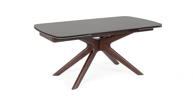 Mesa comedor extensible gres pocelánico / nogal 170-250cm