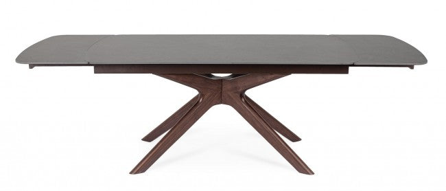 Mesa comedor extensible gres pocelánico / nogal 170-250cm