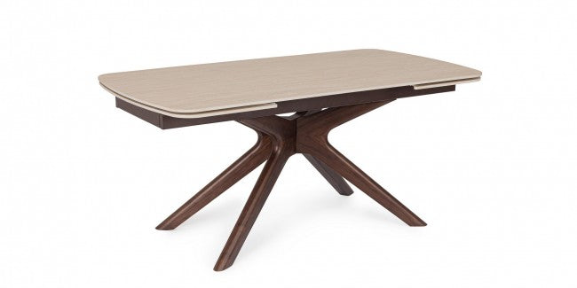 Mesa comedor extensible gres porcelánico / nogal 170-250cm