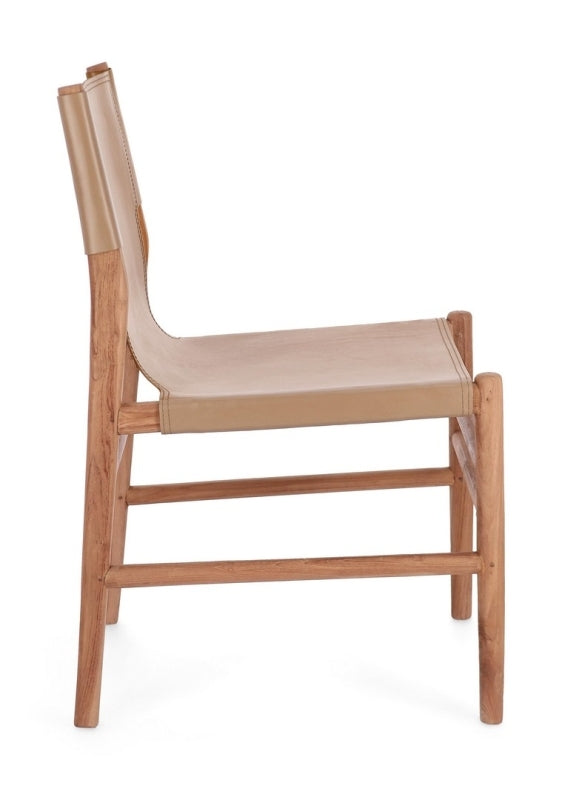 Silla madera de teca / cuero