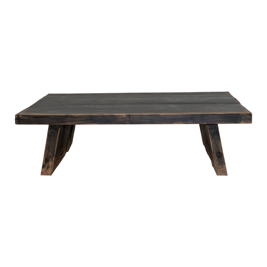 Mesa de centro de madera maciza con pátina negra