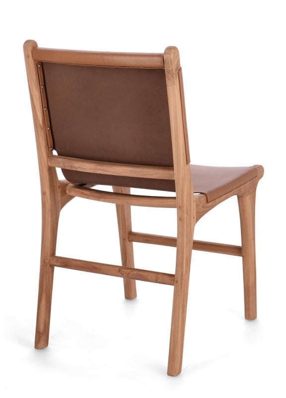 Silla madera de teca / cuero