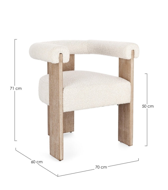 Silla tejido bouclé / rubberwood