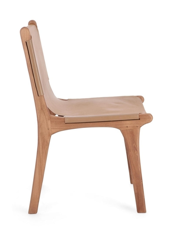 Silla madera de teca / cuero