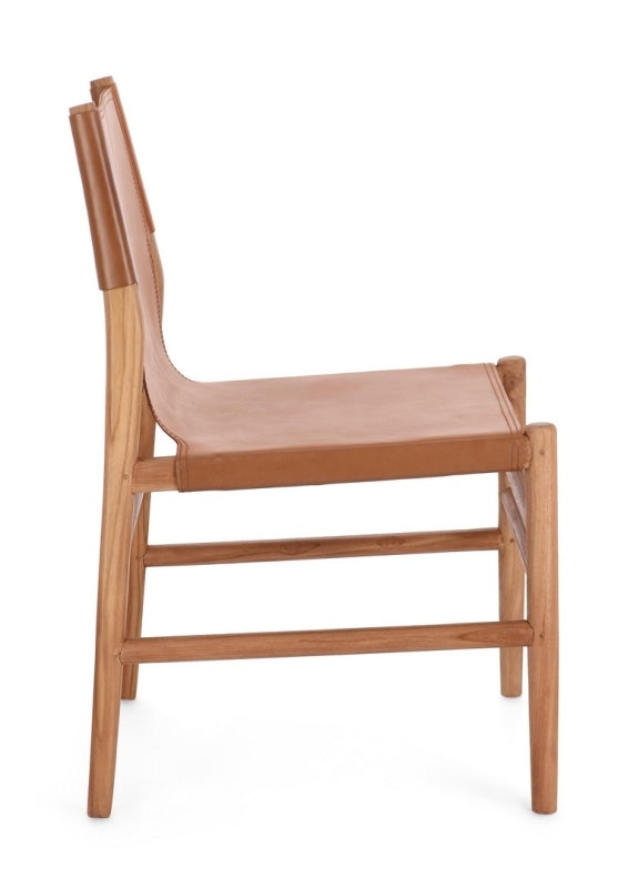 Silla madera de teca / cuero