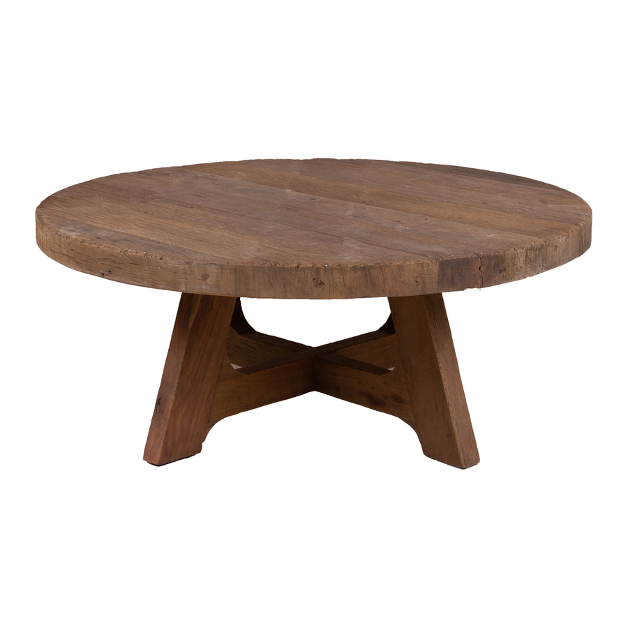 Mesa de centro redonda de madera maciza