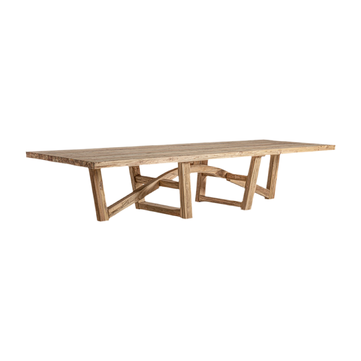 MESA COMEDOR PIEZA ÚNICA MADERA TEKA RESTAURADA 400CM.