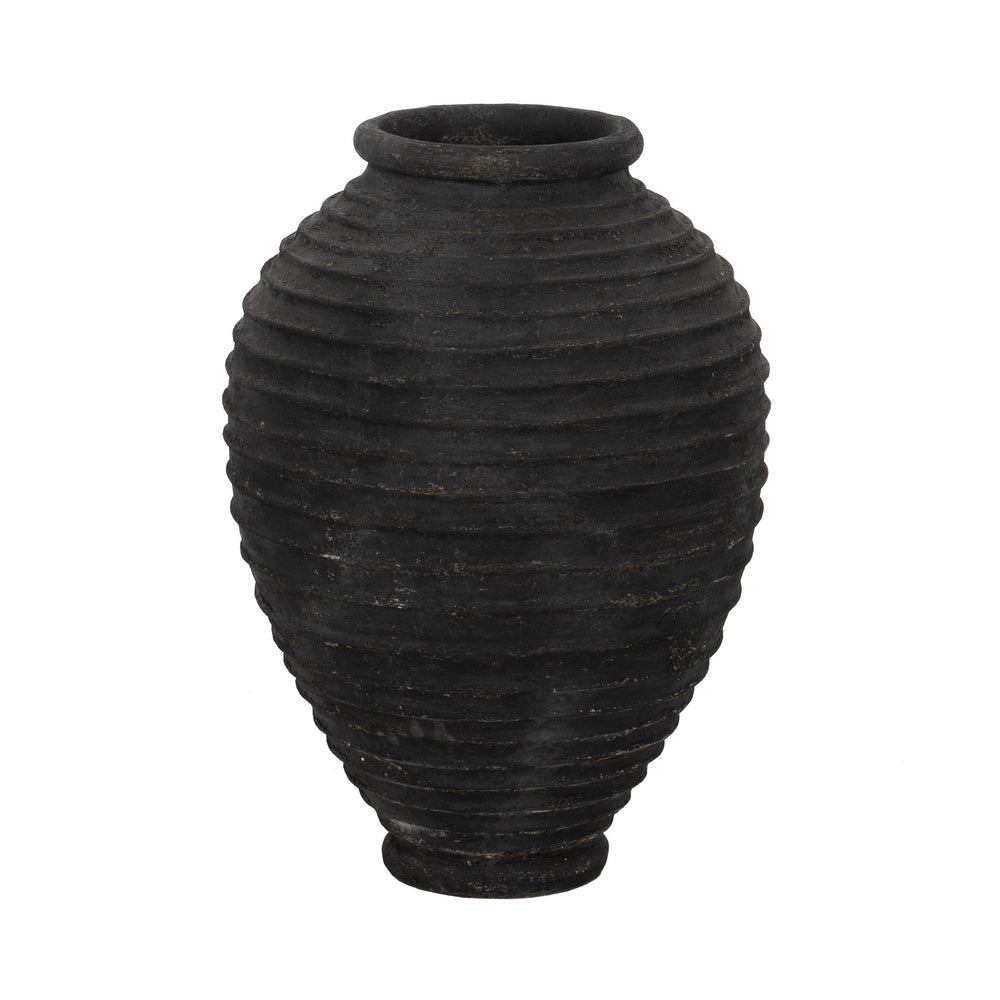 Ánfora decorativa gris de fibra de cemento