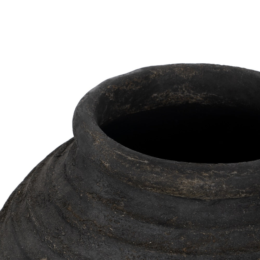 Ánfora decorativa gris de fibra de cemento