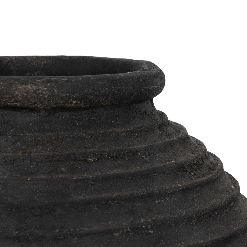 Ánfora decorativa gris de fibra de cemento