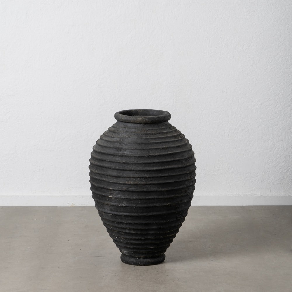 Ánfora decorativa gris de fibra de cemento